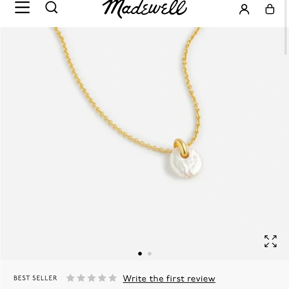 Madewell Gold Necklace with Freshwater Pearl Pendant - Picture 1 of 5